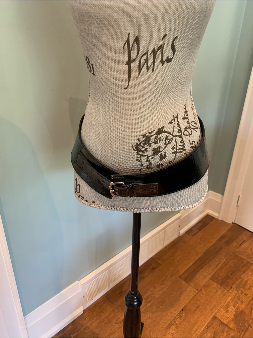 Women’s Black Patent Leather Wide Waist Belt